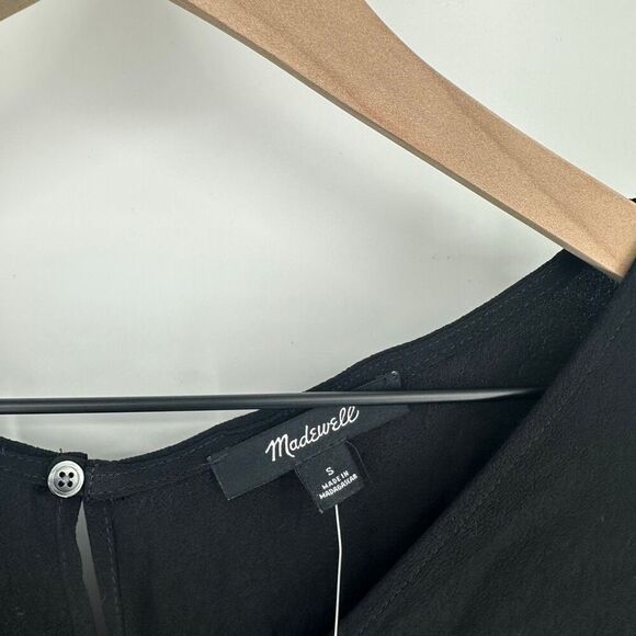 Madewell rhyme blouse top womens small black keyhole classic minimalist work #p - Picture 4 of 11